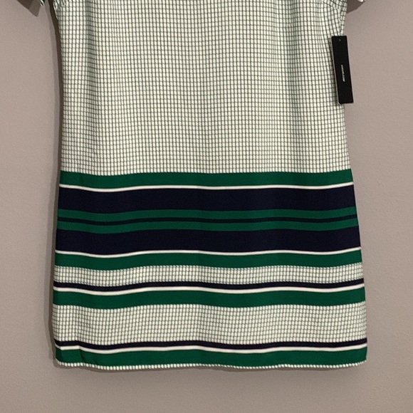 Lulus Green White Check Short Sleeve Shift Dress Size Small NWT - Picture 3 of 8